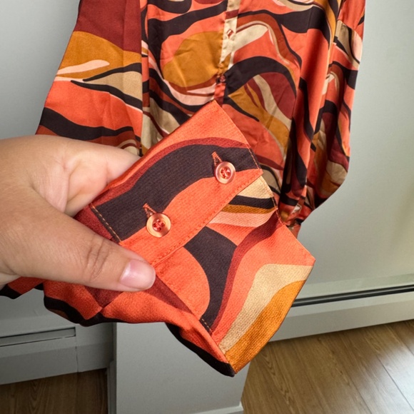 Nastygal Abstract Orange Shirt - Picture 3 of 6